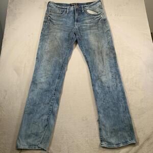 Salvage Buckle Anarchy Relaxed Straight Jeans 34x36 Thick Stitch Embroidered